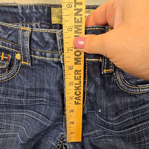 MEK Jeans Womens Size 29x32 Baltimore Denim Boot Cut Distressed Faded Whiskers - Picture 4 of 13